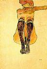 Egon Schiele Seated nude girl painting